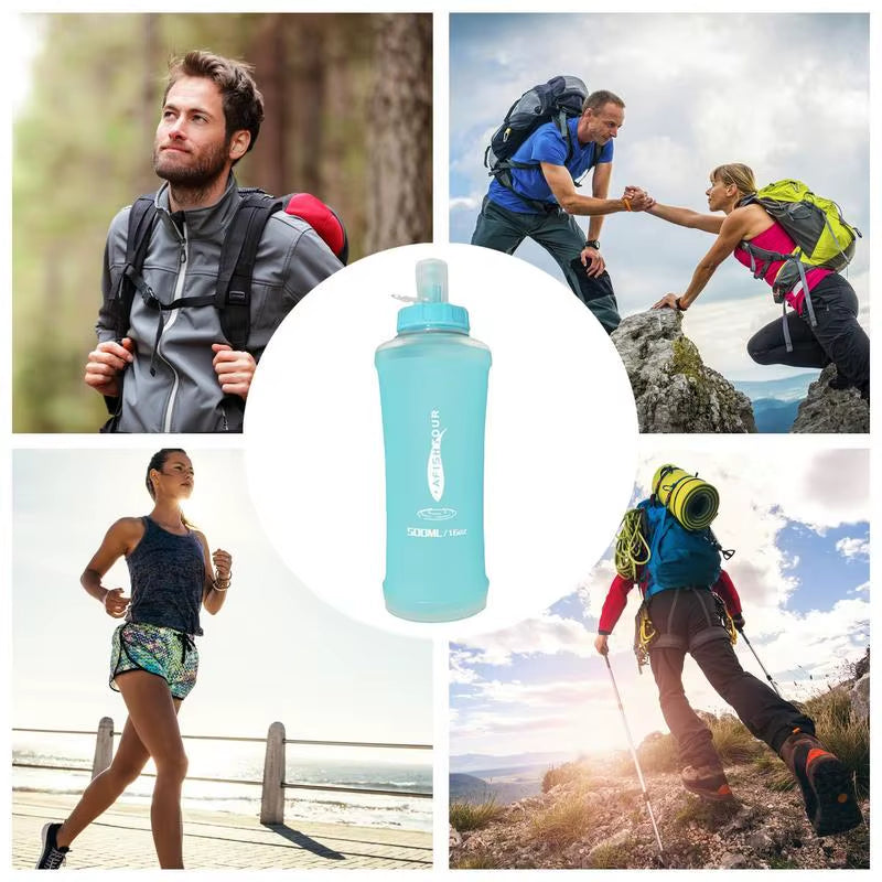 Sports Water Bottle Flexible Reusable Water Bottle Expandable Water Bottle Squeeze Water Bottl Gym Water Bottle with Nozzle For